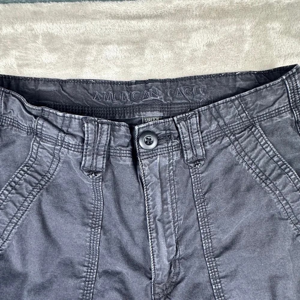 American Eagle‎ Baggy Jogger Cargo Pants Womens 2 Reg Streetwear Black Stretch